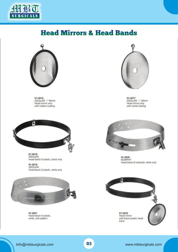 Head Mirror and Head Band Set – ENT Kit with 8 Variants