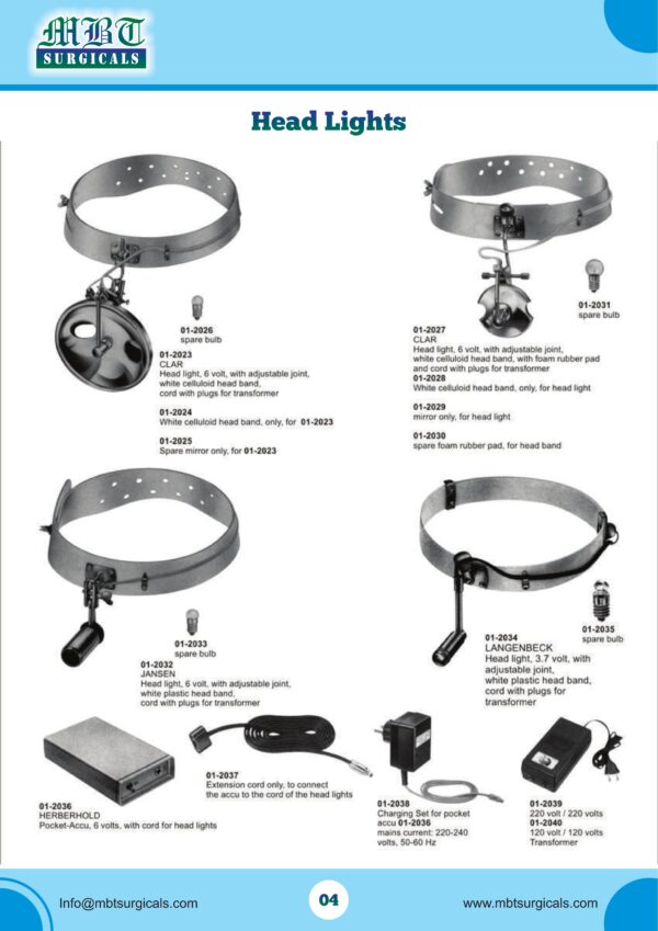 Surgical Head Light with Adjustable Band – 6V & 3.7V ENT Lighting Kit