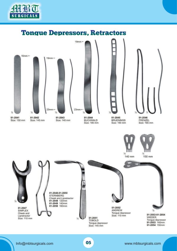 Tongue Depressor and Retractor Set – 12 Surgical Instruments