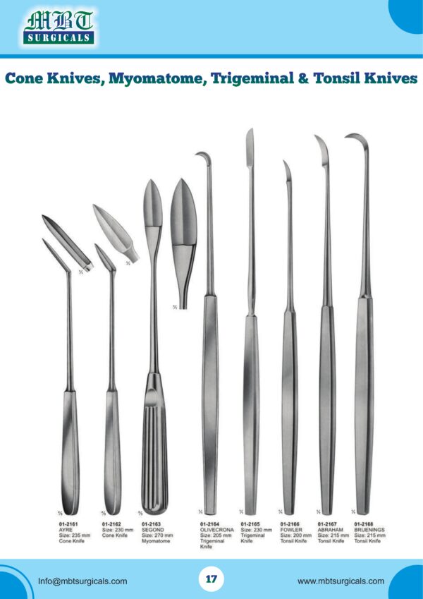 Trigeminal and Tonsil Knives – Premium Surgical Blade Set for ENT & Gynecology