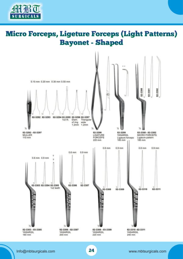 Bayonet-Shaped Micro Forceps & Ligature Forceps – Precision Neurosurgical Tools