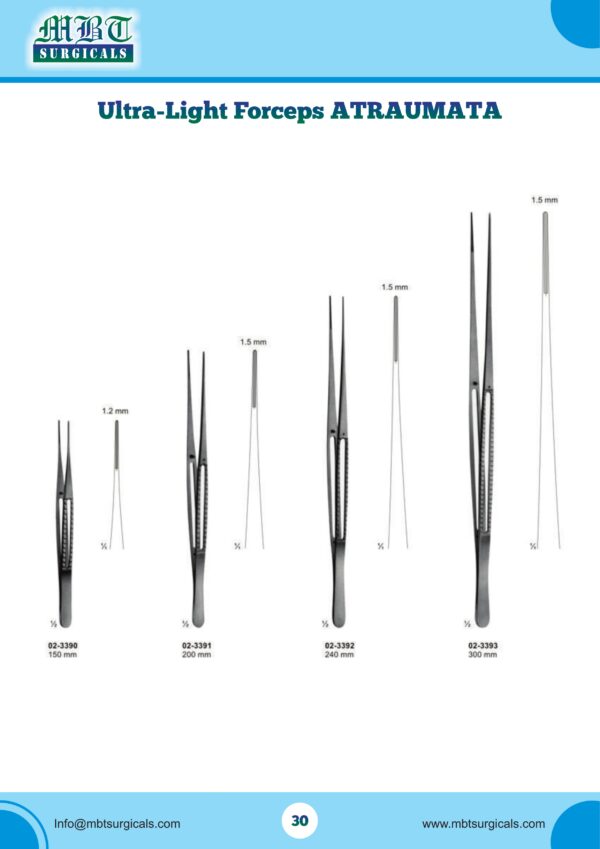 Ultra-Light Forceps ATRAUMATA – 150mm to 300mm Sizes