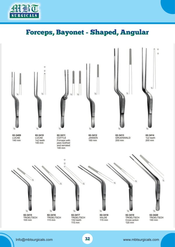 LUCAE Bayonet-Shaped Forceps – 140mm | Angular Surgical Tool