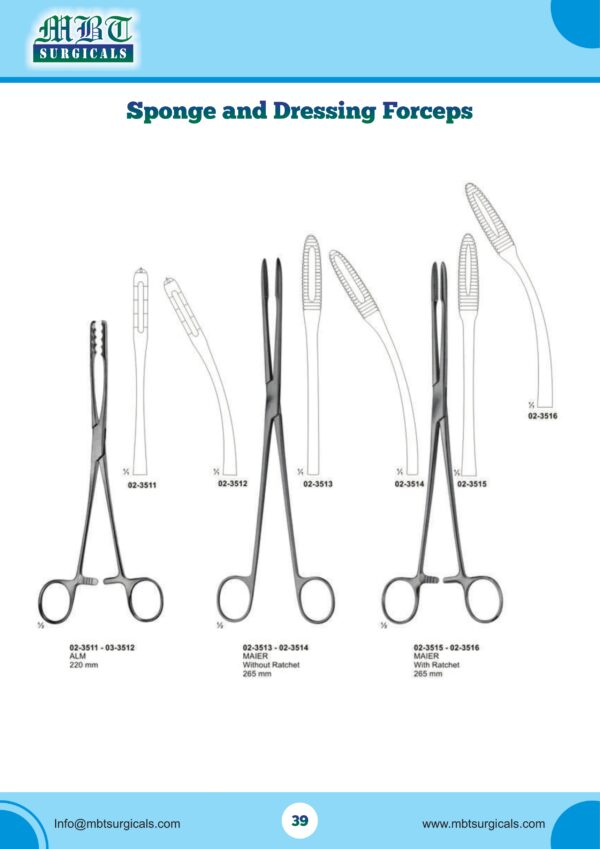 ALM Sponge and Dressing Forceps – 220mm | Reliable Surgical Forceps