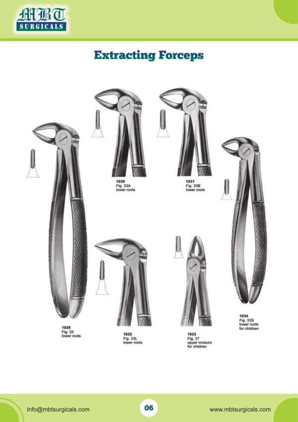 Premium Lower Root Extracting Forceps Set | Pediatric Models Included