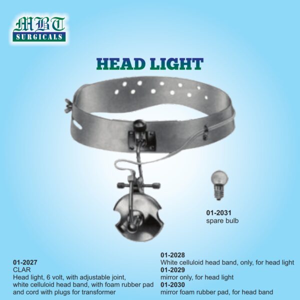 Powerful CLAR Head Light with Celluloid Band – Adjustable Surgical Illumination