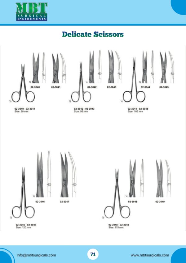 Delicate Surgical Scissors – Fine Curved & Straight Blades