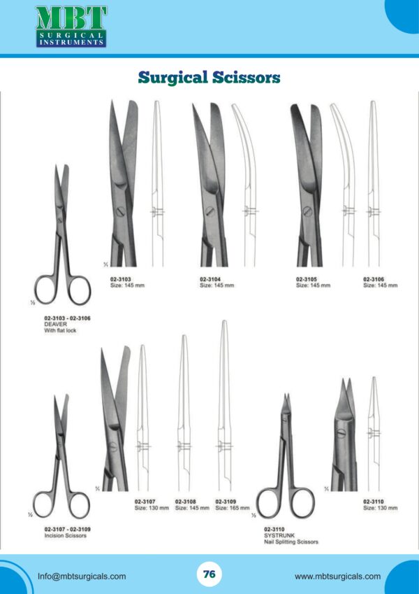 Deaver Surgical Scissors with Flat Lock – Premium Incision and Nail Splitting Variants