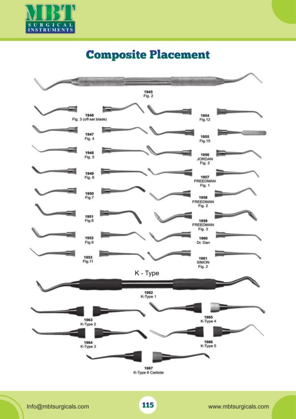 Composite Placement Instruments – Figured, Jordan, K-Type & Specialty Designs