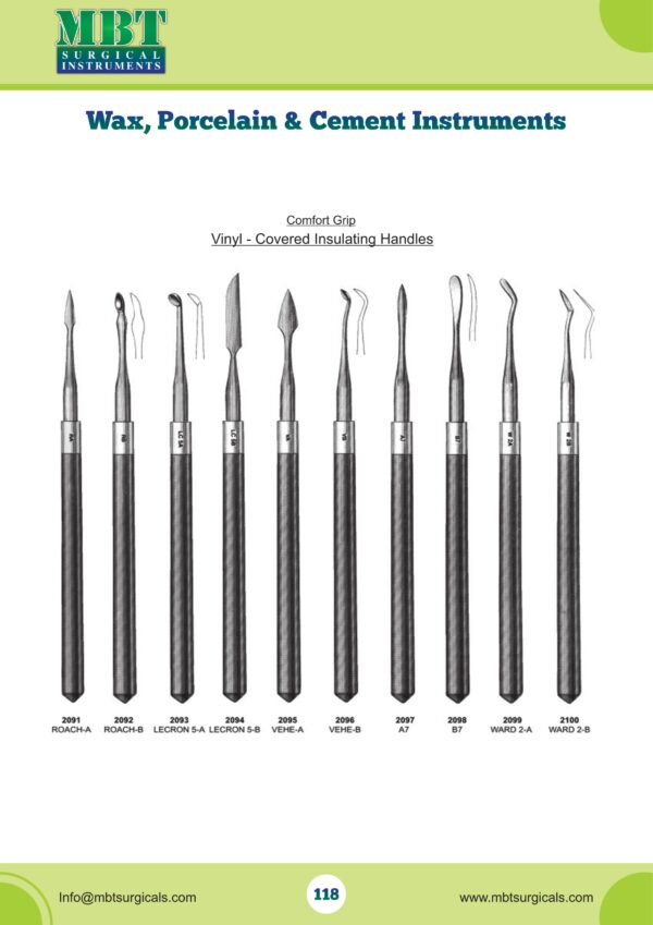 Wax, Porcelain & Cement Instruments – Vinyl-Coated Comfort Grip Series
