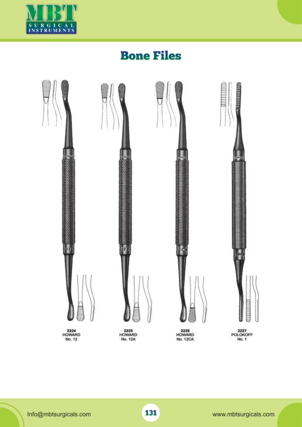 Howard & Polokoff Bone File Set – Howard No. 12, 12A, 12CA & Polokoff No. 1 – Bone Files Series