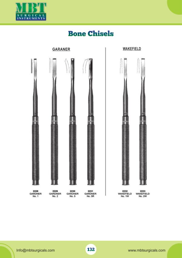 Gardner & Wakefield Bone Chisel Set – Gardner No. 1, No. 2, No. 5, No. 5R & Wakefield No. 1W, No. 2W – Bone Chisels Series