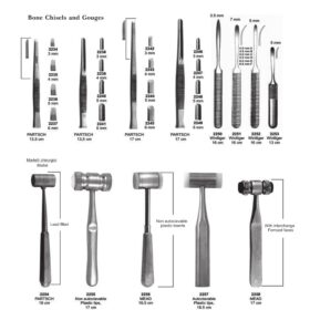 Bone Chisels, Gouges & Mallets Set – Partsch, Winlliger & Mead Series – 16-Piece Ortho-Dental Collection