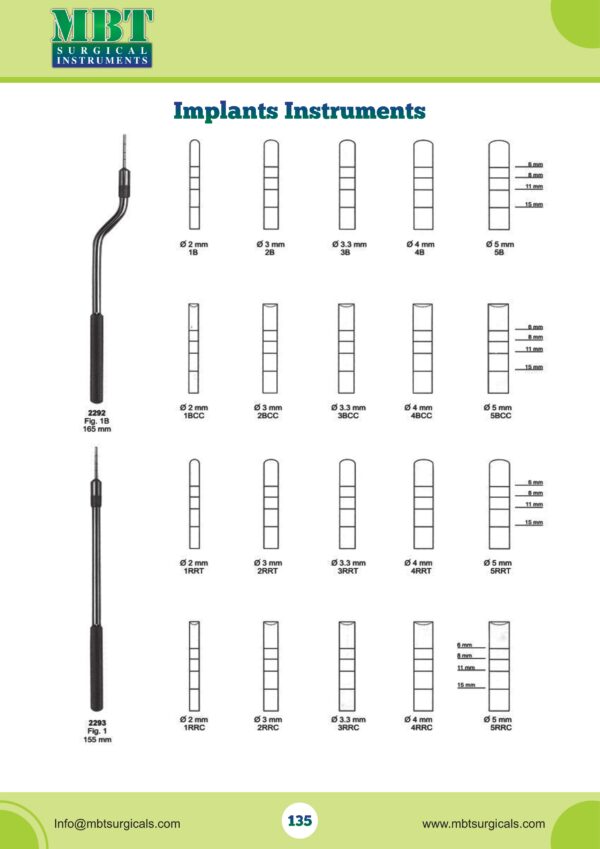 Curved & Straight Depth Marking Implant Driver & Pin Set – 22 Pc Implants Instruments Series