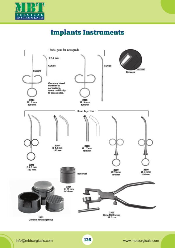10-Piece Implant Instrumentation Set – Retrograde Endo Guns, Bone Injectors, Grinders & Bone Mill Forceps