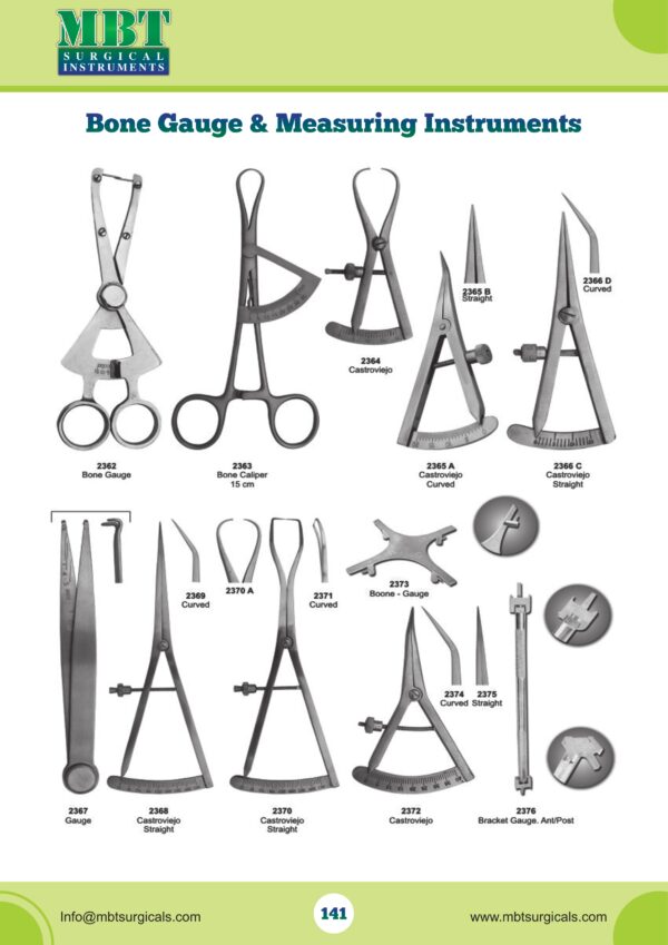 Bone Gauges & Precision Measuring Instruments – 16-Piece Surgical Set