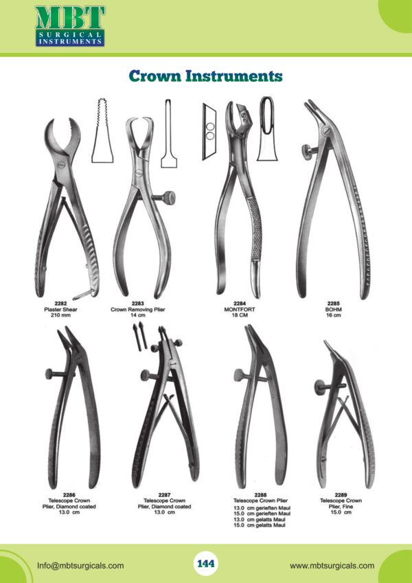 Precision Crown Removal & Telescoping Extraction Pliers – 8-Piece Dental Prosthetic Series