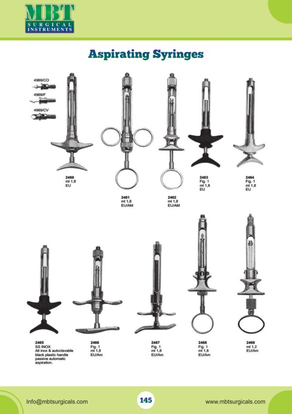 Premium Aspirating Syringes – 1.2 mL & 1.8 mL Passive-Pull & Positive-Aspiration Series