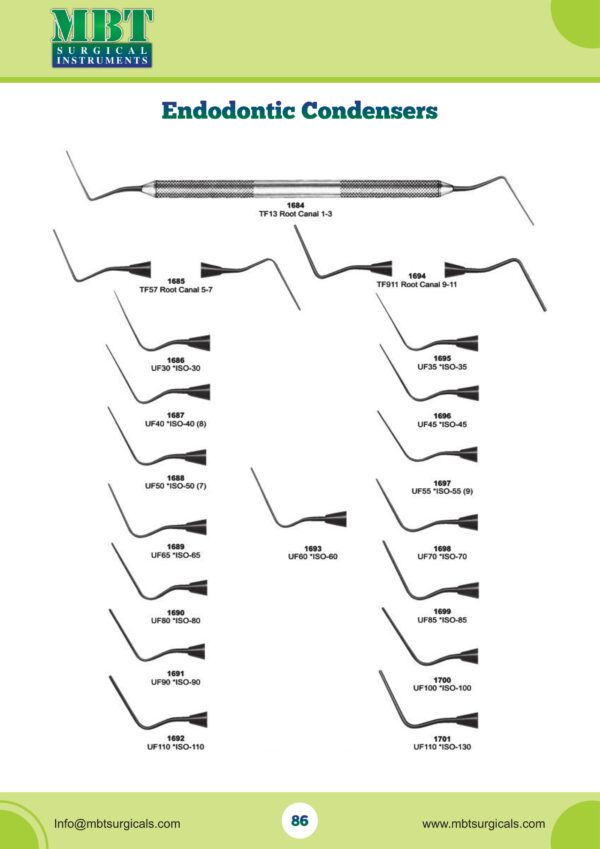 Endodontic Condensers – Root Canal & ISO-Tip Series (18 Pc Set)