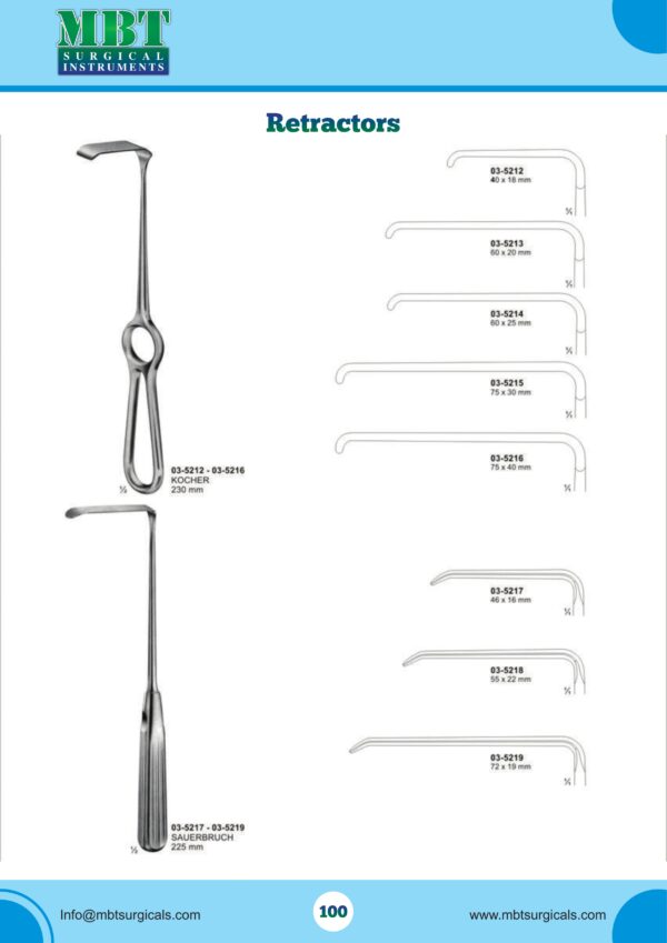 Kocher & Sauerbruch L-Shaped Bone Retractors Set – 14-Piece Frame-Handle Retractors Series