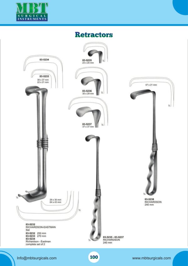 Richardson & Richardson-Eastman Frame-Handle Retractors Set – Multi-Profile Bone Exposure Series
