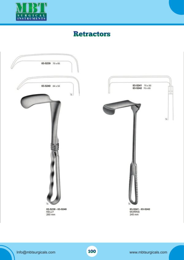 Kelly & Morris L-Shaped Bone Retractors – 6-Piece Ortho-Surgical Series