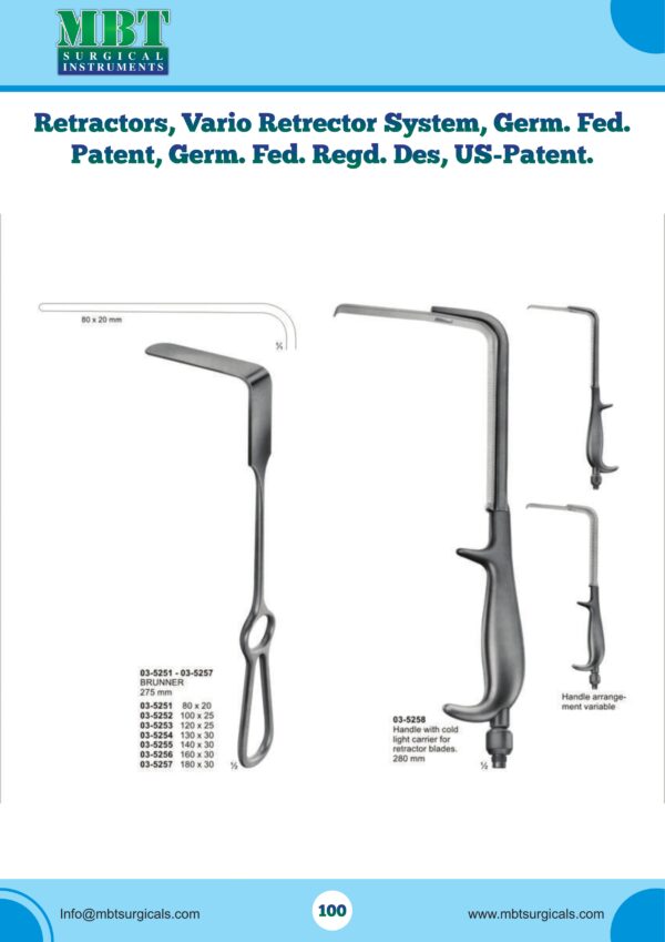 Brunner Fistula Retractors – 6-Piece Set, Ring-Handle, L-Shaped Blades