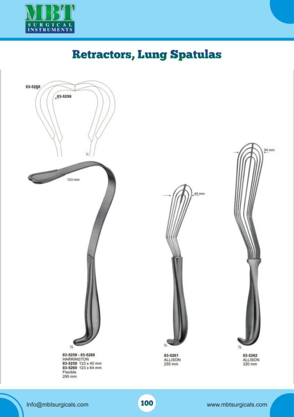 Lung Spatula Retractor Set – Harrington Flexible & Allison Series