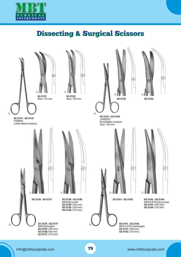 Premium Dissecting and Surgical Scissors – Mayo, Stille & Landolt Types