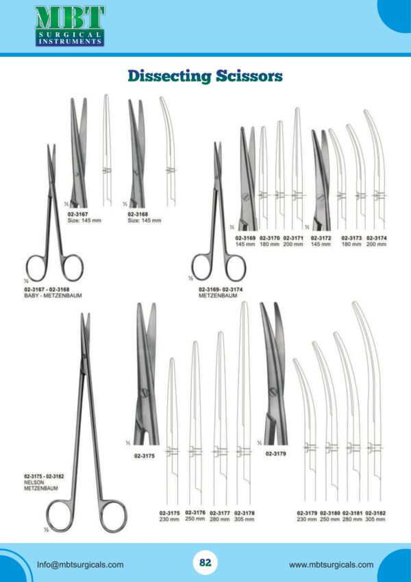 Metzenbaum Dissecting Scissors – Baby to Nelson Series | 145mm–305mm