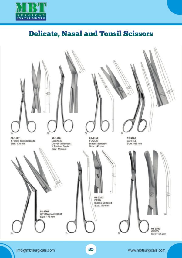 Delicate, Nasal & Tonsil Surgical Scissors Set – 7 Pc Specialty Series