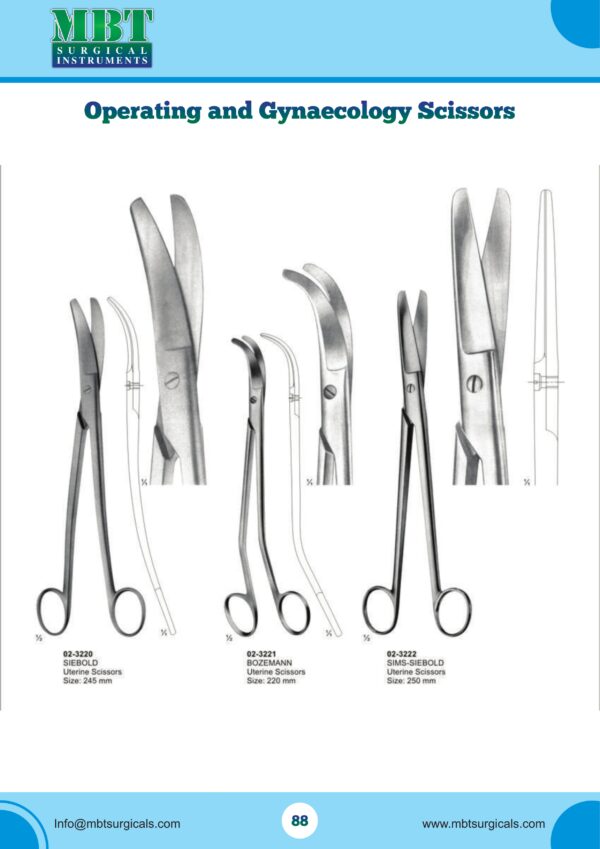 Gynecology Uterine Scissors Set – 3 Pc Precision Surgical Series