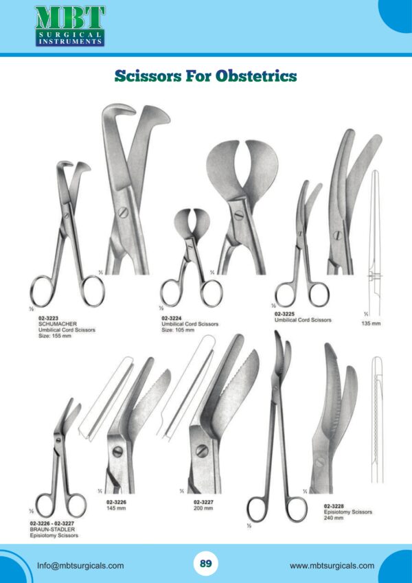 Obstetric Surgical Scissors Set – 6 Pc Cord & Episiotomy Series