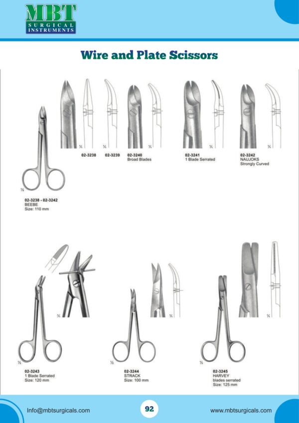 Wire and Plate Cutting Surgical Scissors Set – 8 Pc Ortho-Dental Series