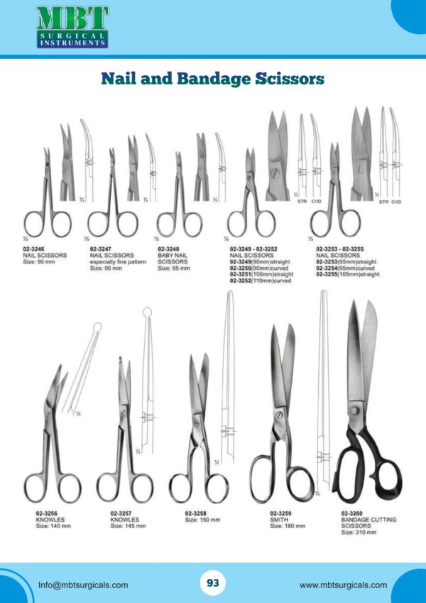 Nail and Bandage Scissors Set – 13 Pc Clinical Hygiene & Dressing Series