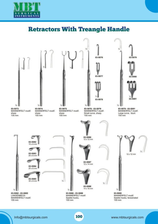 Triangle Handle Retractor Set – 17 Pc Mannerfelt, Saddle & Surgical Hook Series
