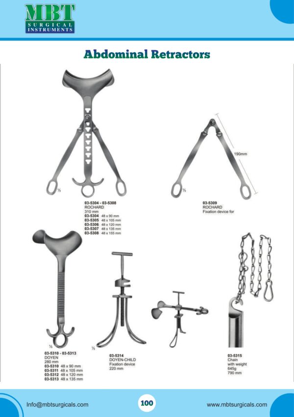 Durable Abdominal Retractors – Rochard & Doyen Set for Surgical Exposure