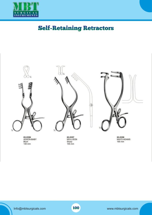 Self-Retaining Retractor Set – Adson-Baby, Mollison & Mayo-Adams Types